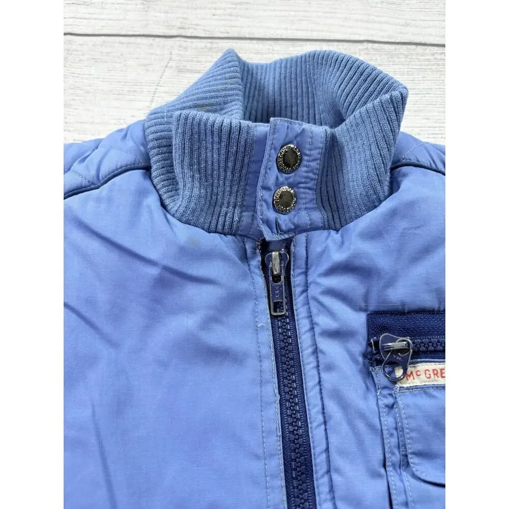 McGregor Vintage Youth Kids Bomber Jacket Coat Blue Pockets Size 12